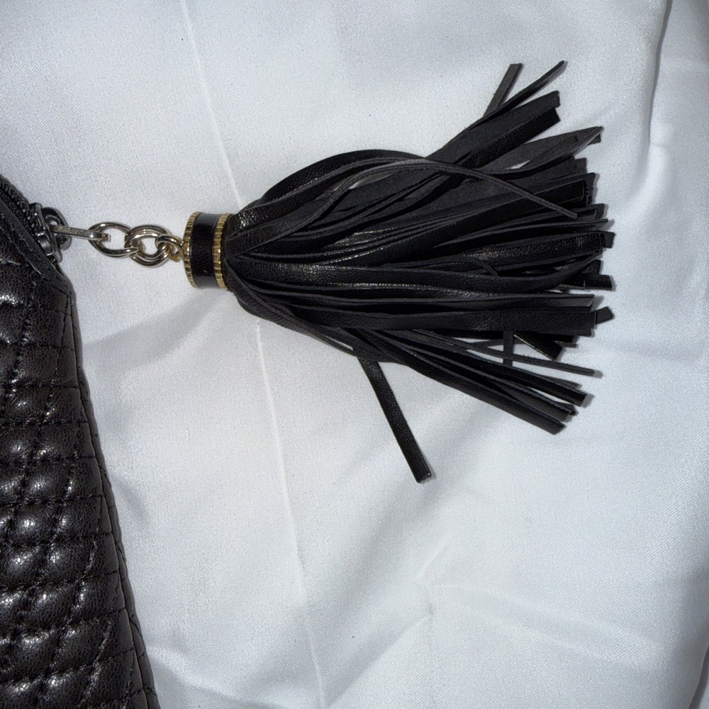 Bally Vintage Black Italian Leather Quilted Shoulder Bag Gold Chain Straps 1980s - Picture 3 of 15